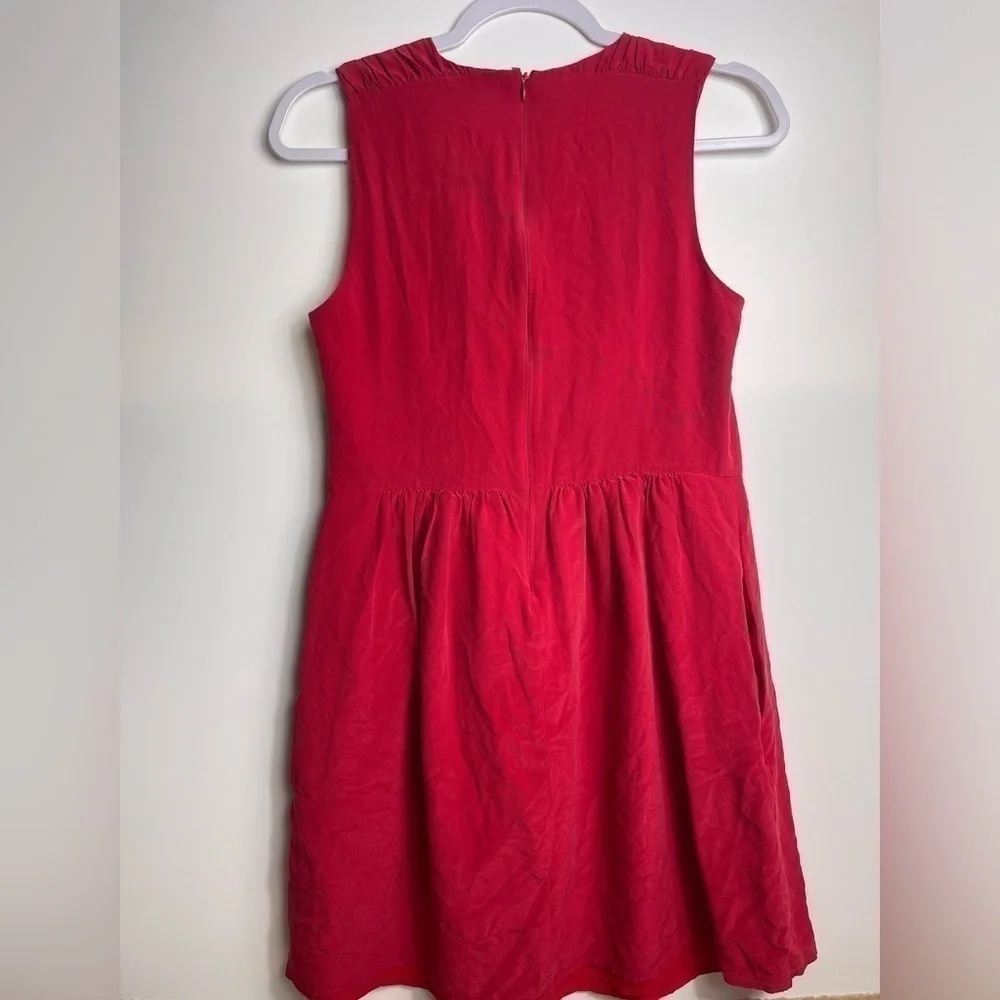 Madewell Red 100% Silk Shirred Dress Women’s Size 6 03501 - Picture 9 of 11